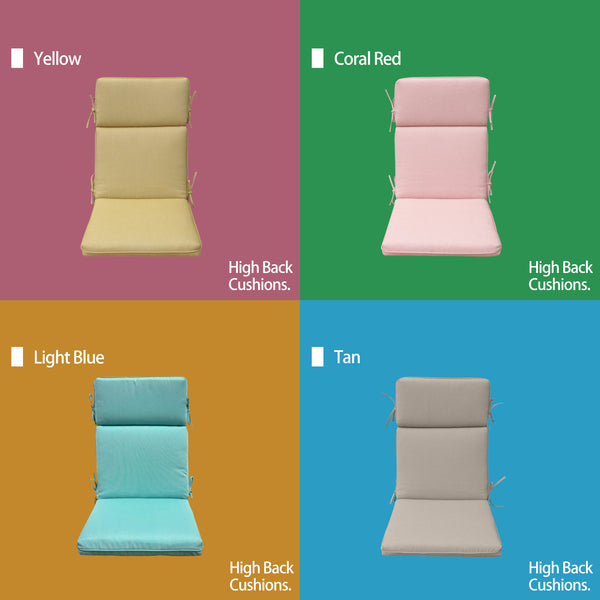 Indoor Outdoor High Back Chair Cushions Set of 2 Olefin Mixed Yellow/Grey