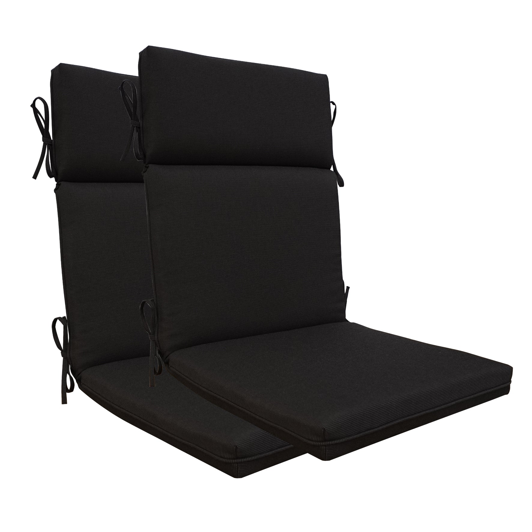 Indoor Outdoor High Back Chair Cushions Set of 2 Olefin Mixed Black/Grey
