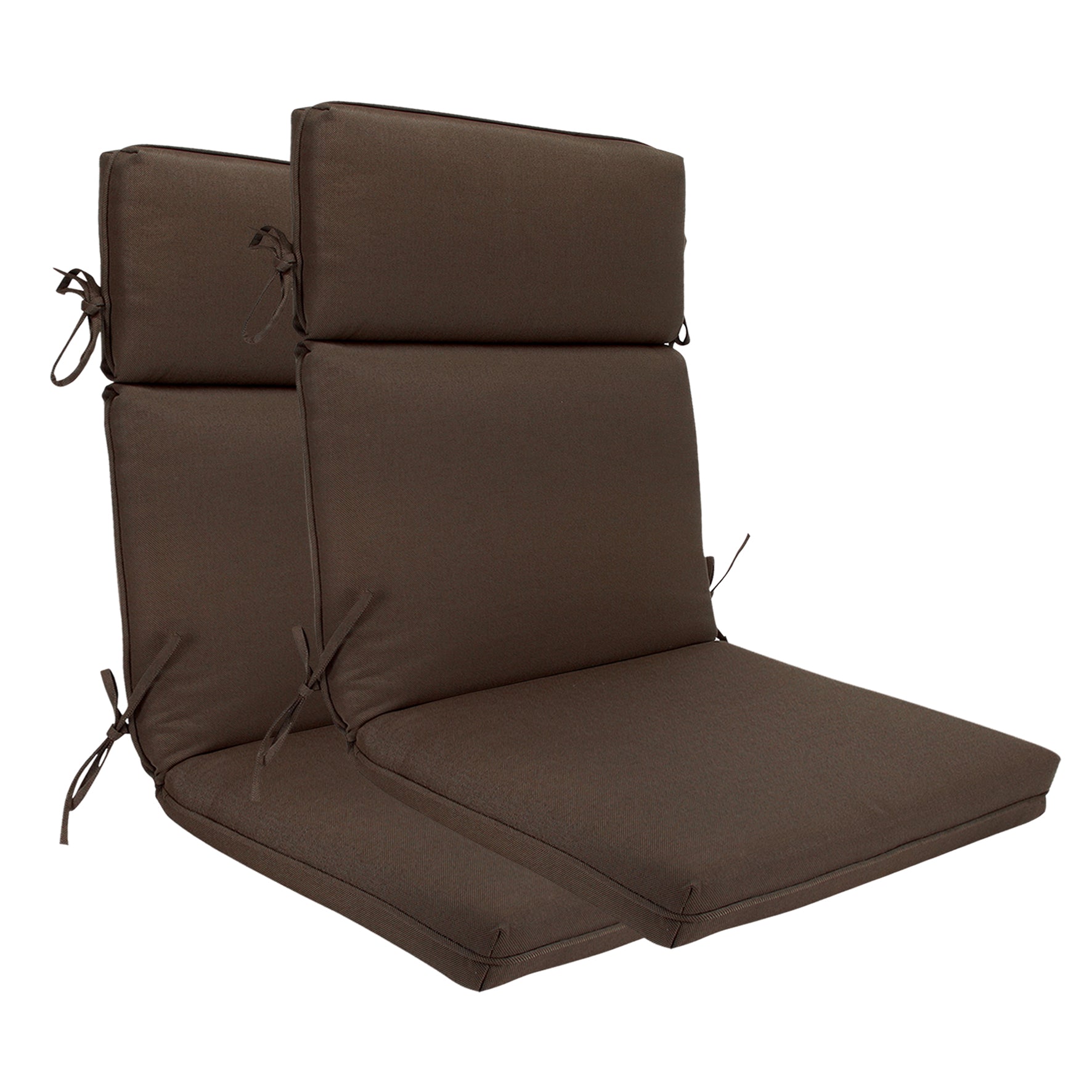Indoor Outdoor High Back Chair Cushions Set of 2 Olefin Coffee