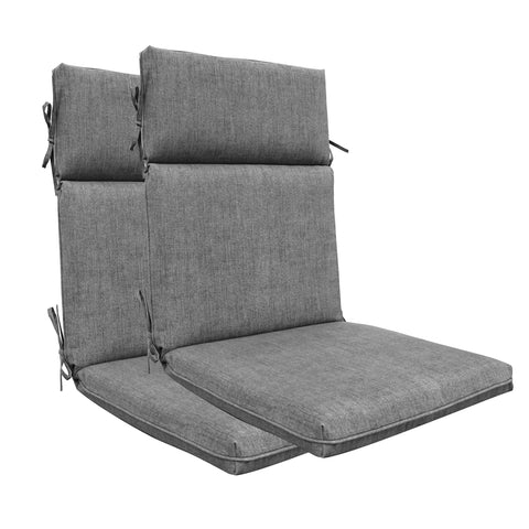 Indoor Outdoor High Back Chair Cushions Set of 2 Olefin Light Grey