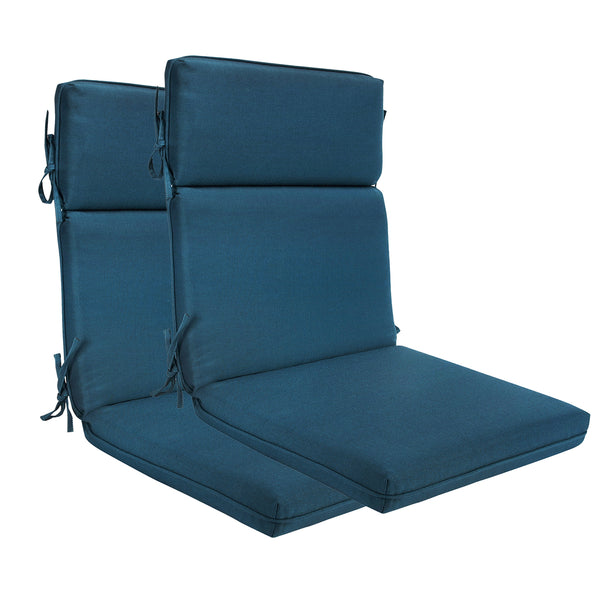 Indoor Outdoor High Back Chair Cushions Set of 2 Teal Blue