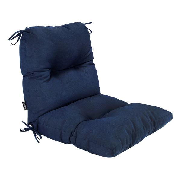 Outdoor Indoor High Back Chair Tufted Cushions Olefin Navy Blue
