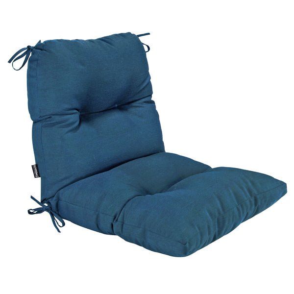 Outdoor Indoor High Back Chair Tufted Cushions Olefin Teal Blue