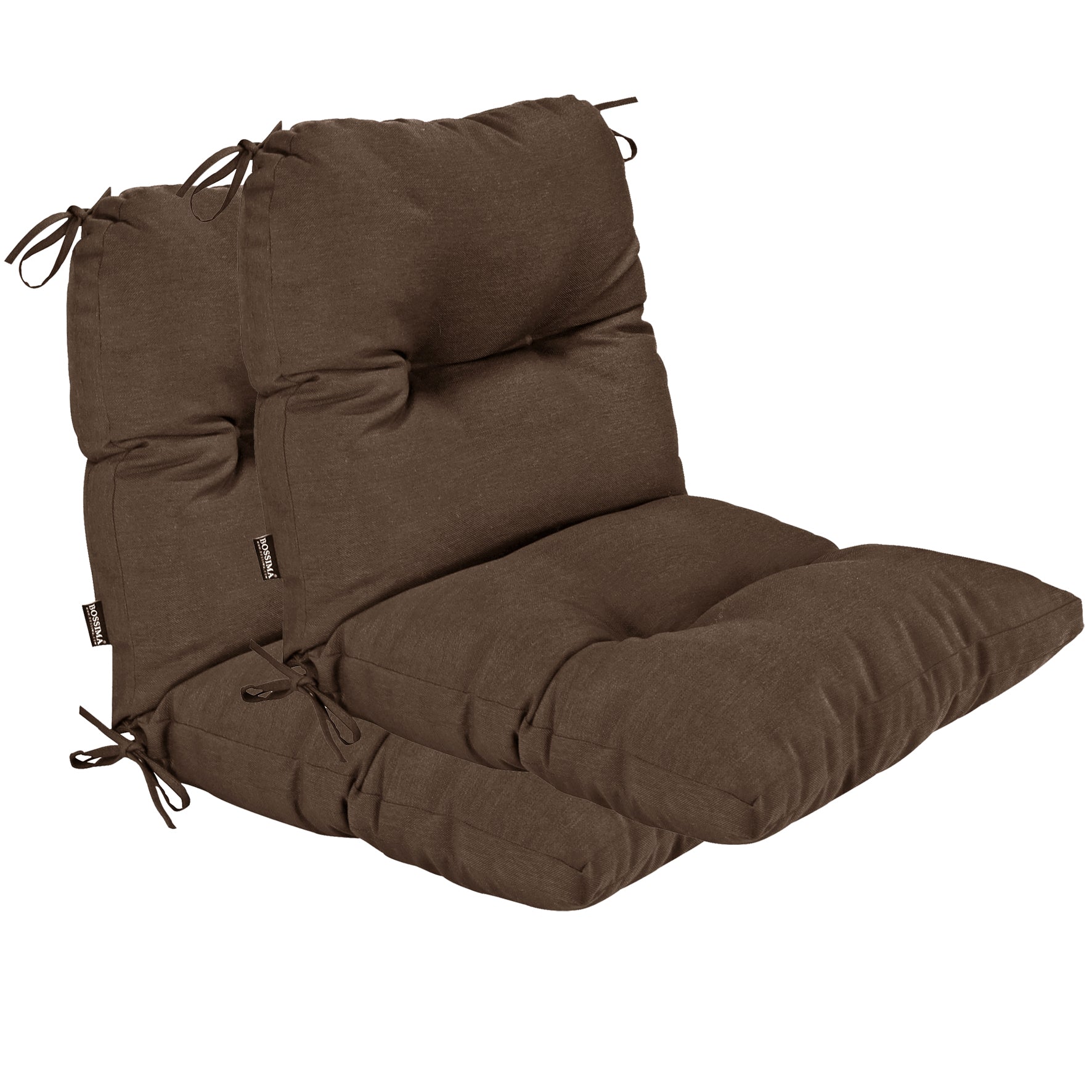 Outdoor Indoor High Back Chair Tufted Cushions Set of 2 Coffee/Chocolate