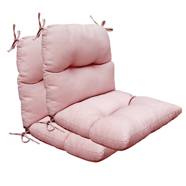 Outdoor Indoor High Back Chair Tufted Cushions Set of 2 Mixed Coral/White