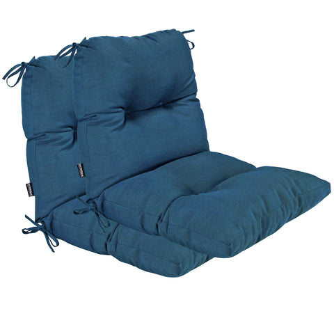 Outdoor Indoor High Back Chair Tufted Cushions Set of 2 Teal Blue