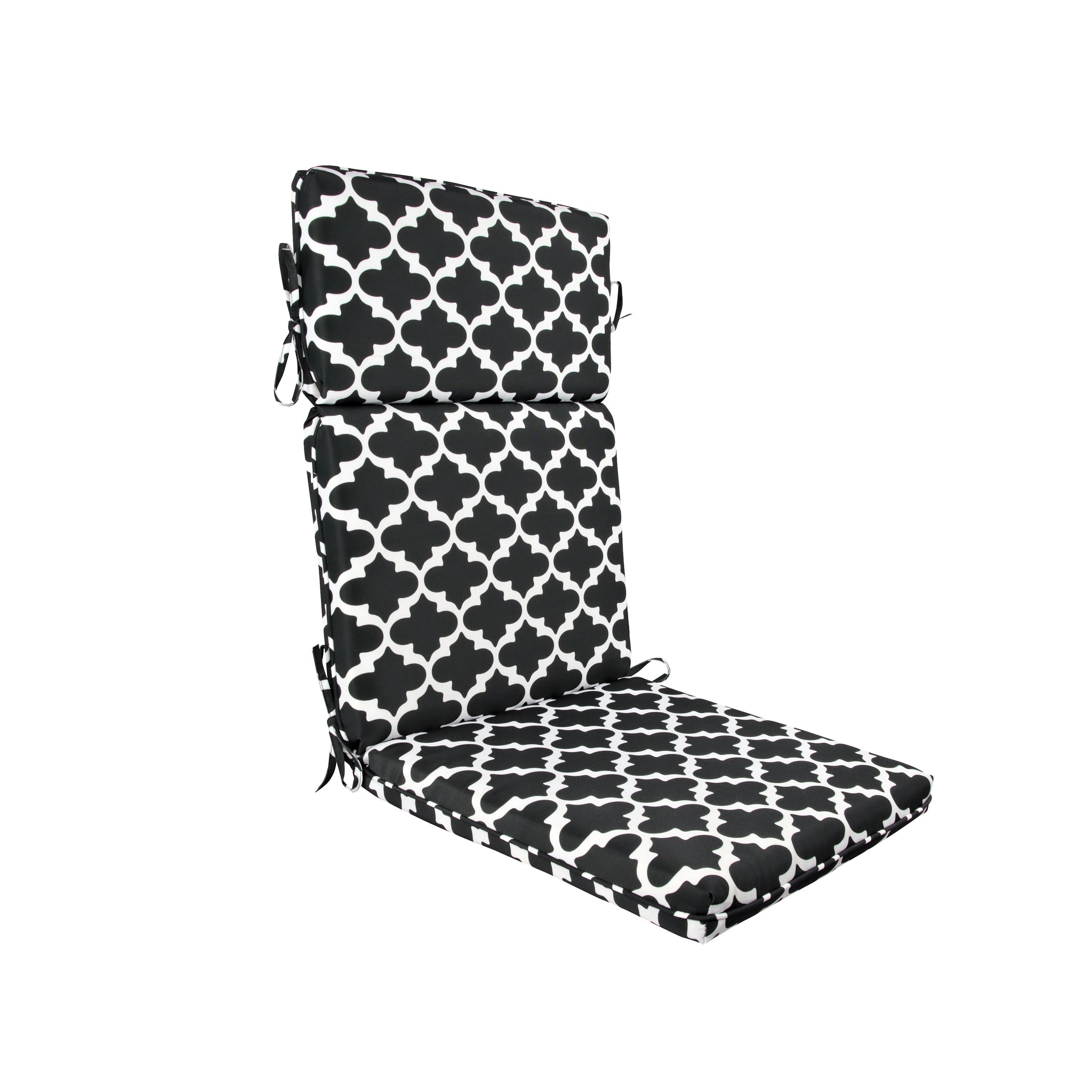 Indoor Outdoor High Back Chair Cushions Black/White Flower