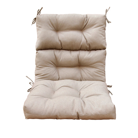 Outdoor Patio High Back Chair Cushions Tufted Square Corner Olefin Taupe