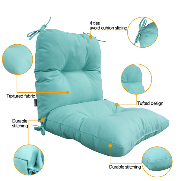 Outdoor Indoor High Back Chair Tufted Cushions Olefin Light Blue