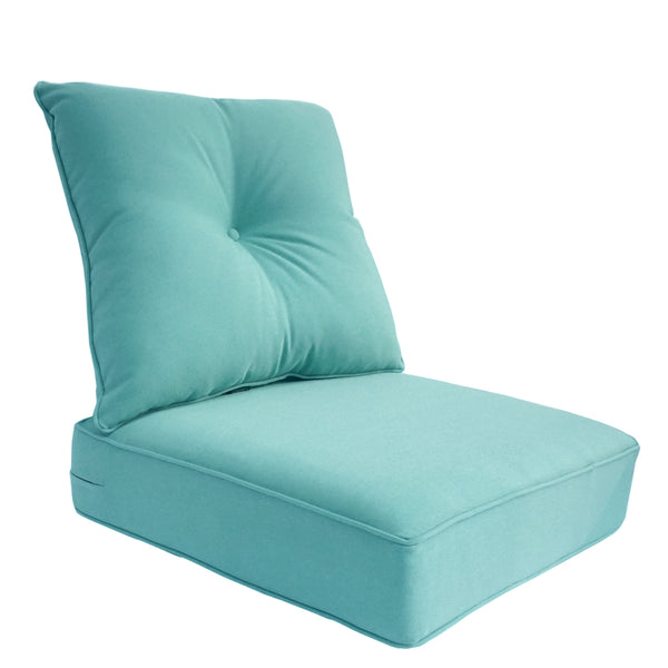 Indoor/Outdoor Deep Seat Chair Cushion Set, 1 Seat Cushion and 1 Back Cushion Olefin Light Blue