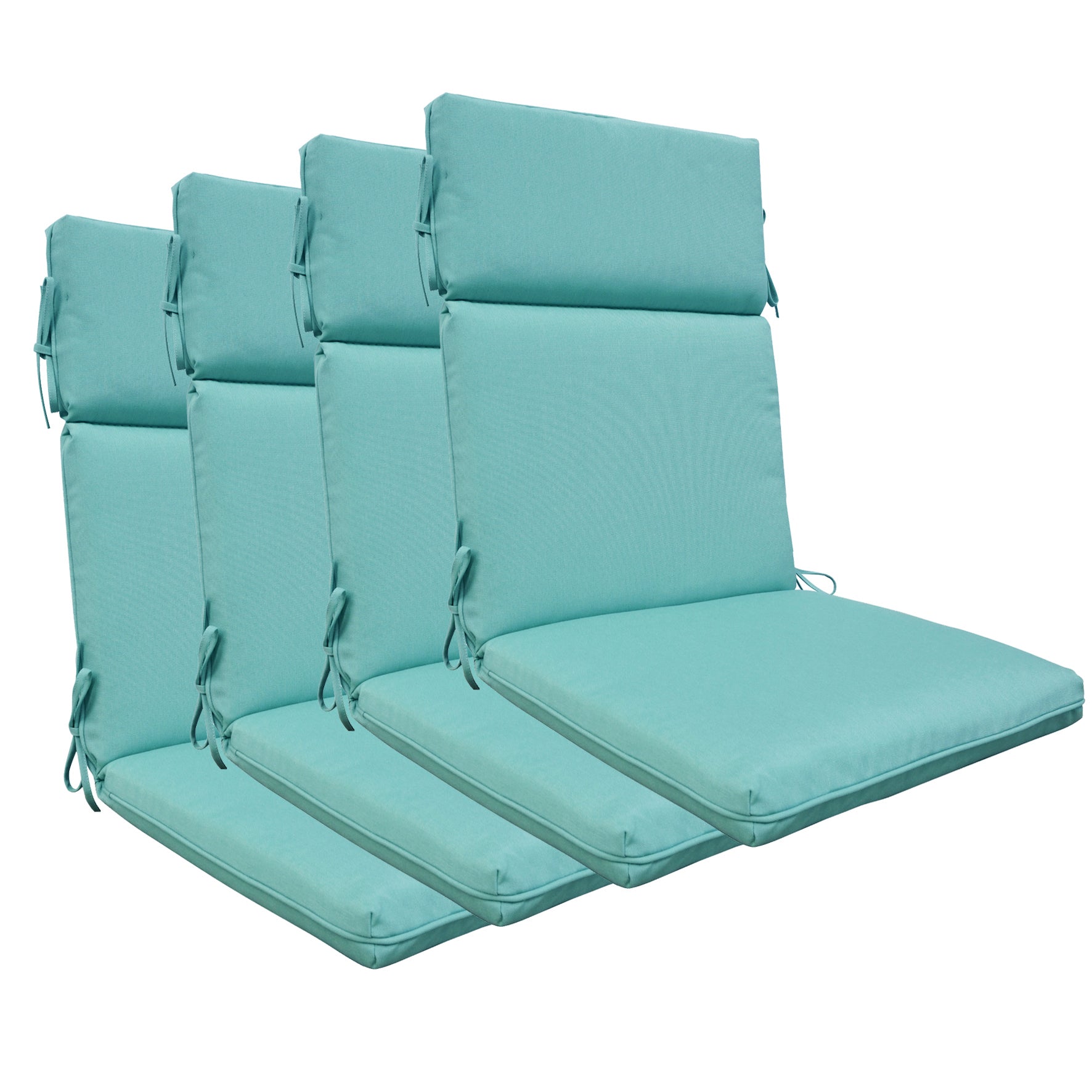 Indoor Outdoor High Back Chair Cushions Set of 4 Olefin Light Blue