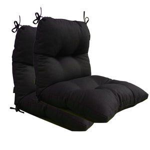 Outdoor Indoor High Back Chair Tufted Cushions Set of 2 Olefin Mixed Black/Grey