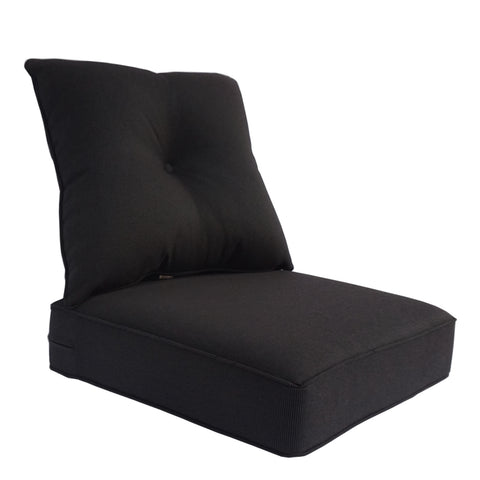 Indoor/Outdoor Deep Seat Chair Cushion Set, 1 Seat Cushion and 1 Back Cushion Olefin Black