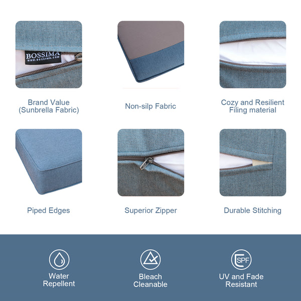 BOSSIMA Sunbrella Outdoor Patio Cushions Deep Seat Chair Cushions Furniture Cushions Canvas Black