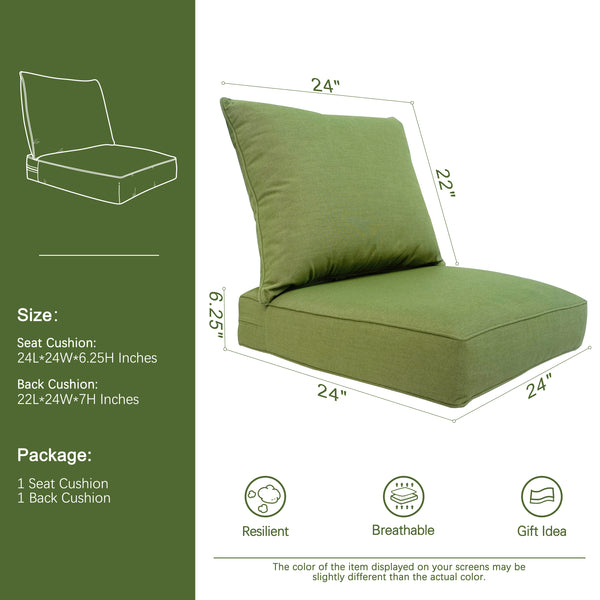 Indoor/Outdoor Deep Seat Chair Cushion Set, 1 Seat Cushion and 1 Back Cushion Spectrum Cilantro